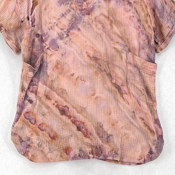 THUNDER TEXTILE Upcycled Tie Dye Gauze Dress Womens Small PInk Purple Cotton - Picture 6 of 12